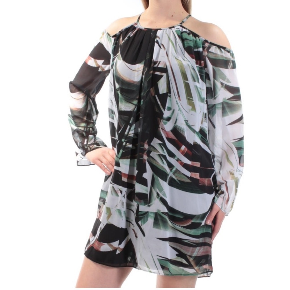 NWT Black Green Cold Shoulder Dress XS